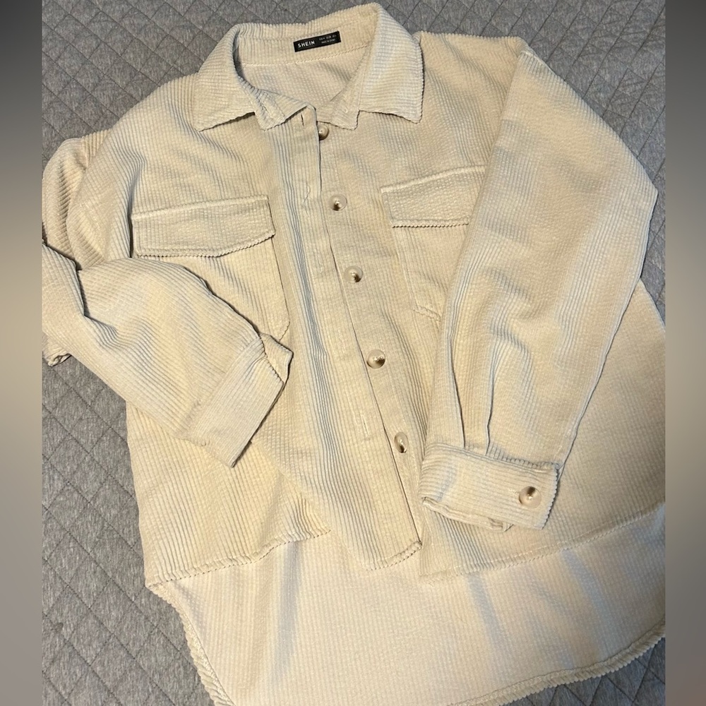 Neutral Corduroy Shacket